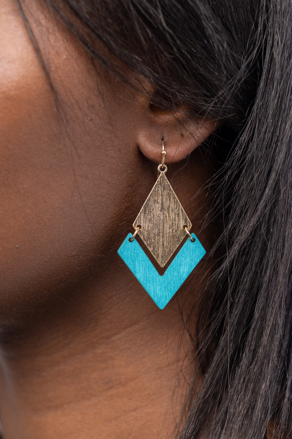 Pointed Teardrop Earrings - Turquoise